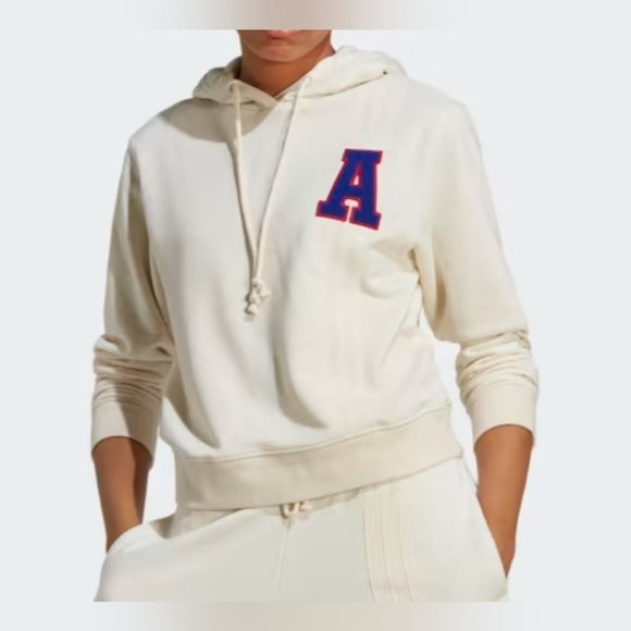 adidas Originals Sweaters - Adidas Originals Women's Small Logo Pullover Hoodie / Wonder White, Large
